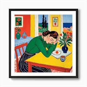 Woman Sleeping At The Table 5 Poster