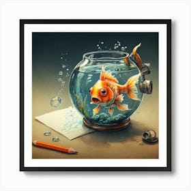 Goldfish In A Bowl 8 Art Print