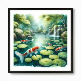 Koi Fish In The Pond Art Print