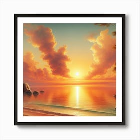 Sunset On The Beach Art Print