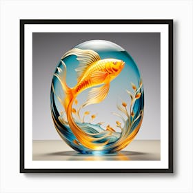 Glass Gold fish Art Print