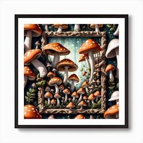 Mushrooms In A Frame 6 Art Print