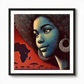 African Woman With Afro Art Print