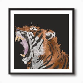 Roaring Tiger Square Art Print
