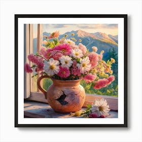 Daisies In A Vase Art Print