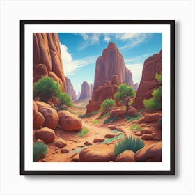 Landscape of valley rocks 7 Art Print