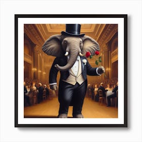 Elephant In Tuxedo Art Print