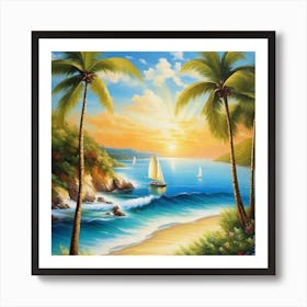 Sunset At The Beach 84 Art Print