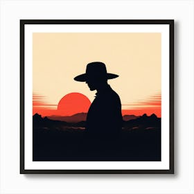 Silhouette Of A Cowboy art print Art Print