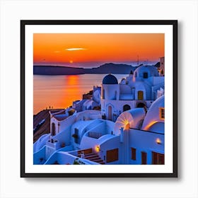 Sunset In Oia 1 Art Print