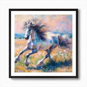 White Horse Running 1 Art Print