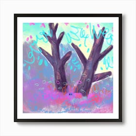 Tiny house in the forest whimsical Art Print