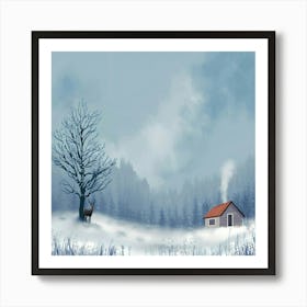 Winter House Stock Videos & Royalty-Free Footage Art Print