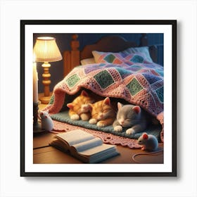 Kittens In Bed Art Print