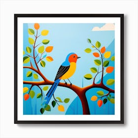 Haitian Naive Art, Bird On a Branch, folk art, 138 Art Print