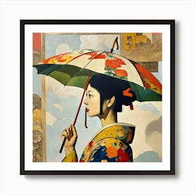 Japanese woman with an umbrella 1 Art Print