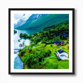 Rivers and mountains of Norway Art Print
