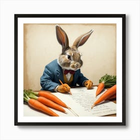 Rabbit Writing 14 Art Print