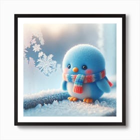 Blue Bird In Winter 1 Art Print