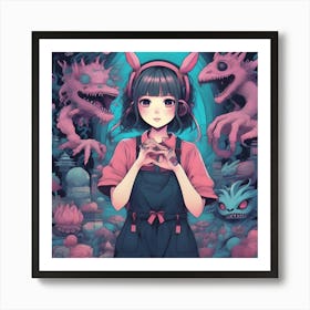 Anime Girl With Ears Art Print