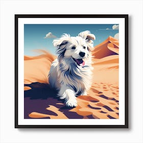 Dog In The Desert, colorful dog illustration, dog portrait, animal illustration, digital art, pet art, dog artwork, dog drawing, dog painting, dog wallpaper, dog background, dog lover gift, dog décor, dog poster, dog print, pet, dog, vector art, dog art Art Print