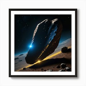 Yellow blue alien artifical asteroid floating in space 11 Art Print