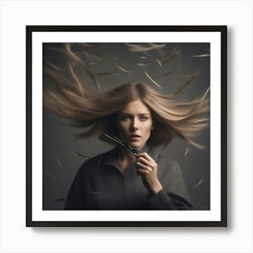 Woman Blowing Her Hair Art Print