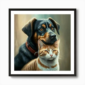 It Loves Dog And Cat Art Print