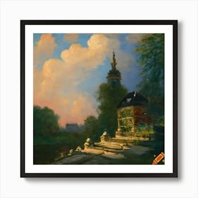 Craiyon 221411 Monet Neoclassicism Dresden Landscape House On Stairs And Altans Lovely Sky Nordic Li 1 Art Print