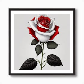 Red And White Petals Rose myluckycharm Art Print