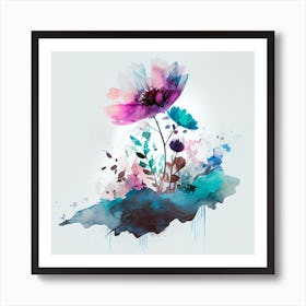 Watercolor Flower Abstract 3 Art Print