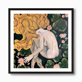 Nude With Water Lilies Art Print