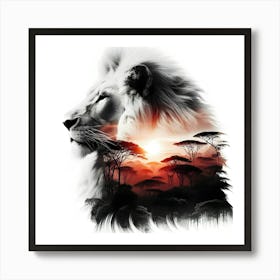 Lion At Sunset Art Print