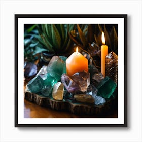Crystals And Candles Art Print