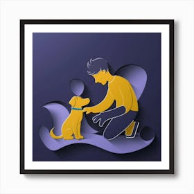 Man Petting Dog Art Print