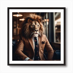 Lion In Business Suit Art Print