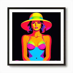 Abstract Retro Bikini Woman Art Print