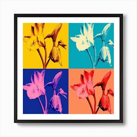 Andy Warhol Style Pop Art Flowers Bluebell 1 Square Art Print