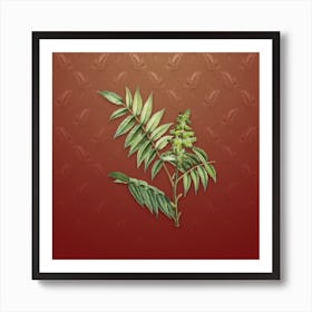 Vintage Staghorn Sumac Botanical on Falu Red Pattern n.2429 Art Print