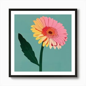 Gerbera Daisy Square Flower Illustration Art Print