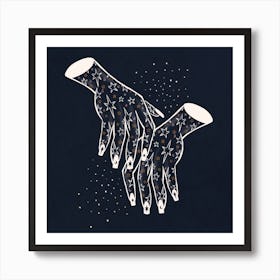 Sparkly Hands Square Line Art Print