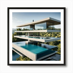 Modern House With Swimming Pool Art Print