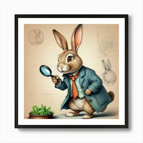 Rabbit With Magnifying Glass 2 Art Print