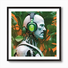 Robot With Headphones 1 Art Print