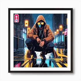 Man In The Rain Art Print