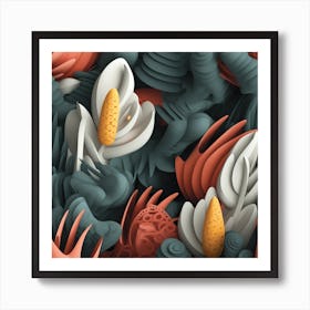 3d Botanical-Inspired Seamless Pattern Art Print
