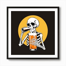 Skeleton Drinking Beer 6 Art Print