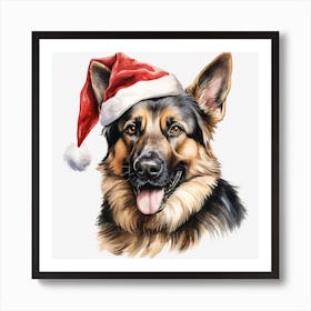 German Shepherd Santa Hat 4 Art Print