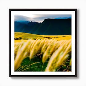 Small Mountains With Tall Yellow Grass That Shake Rhythmically With The Wind (1) Art Print