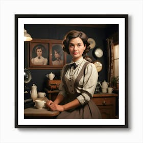 Woman In A Kitchen Art Print